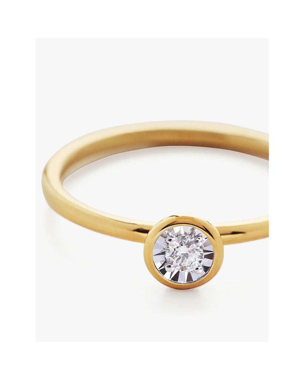 Monica Vinader Metallic Solitaire 18Ct-Plated Vermeil Sterling- And 0.06Ct Lab-Grown Diamond Ring
