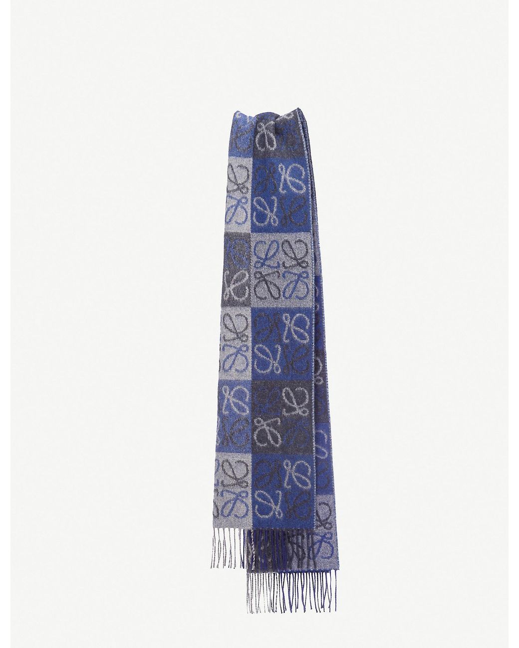Loewe Anagram In Lines Cashmere Wool Scarf in Blue | Lyst
