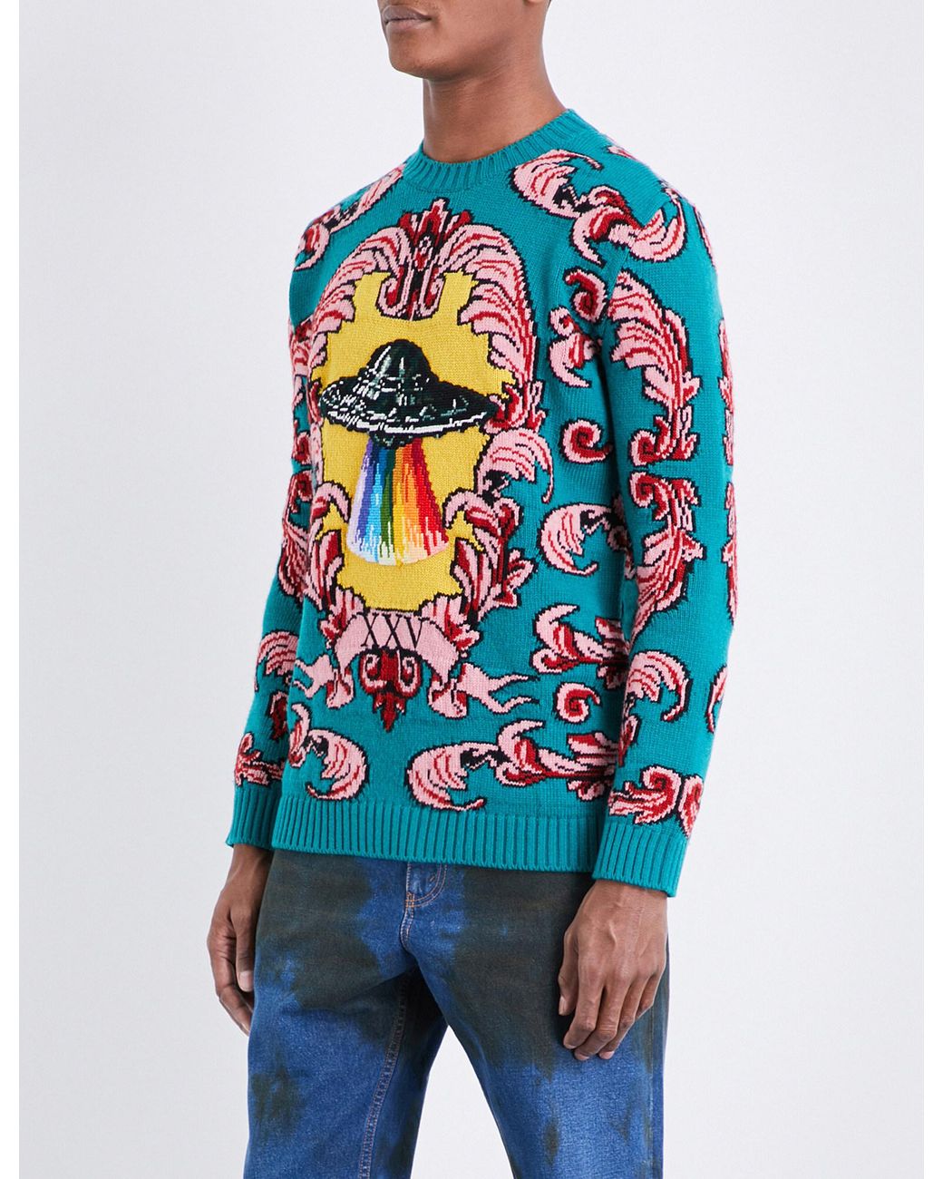 Gucci Ufo-appliqué Wool Jumper in Blue for Men | Lyst Canada