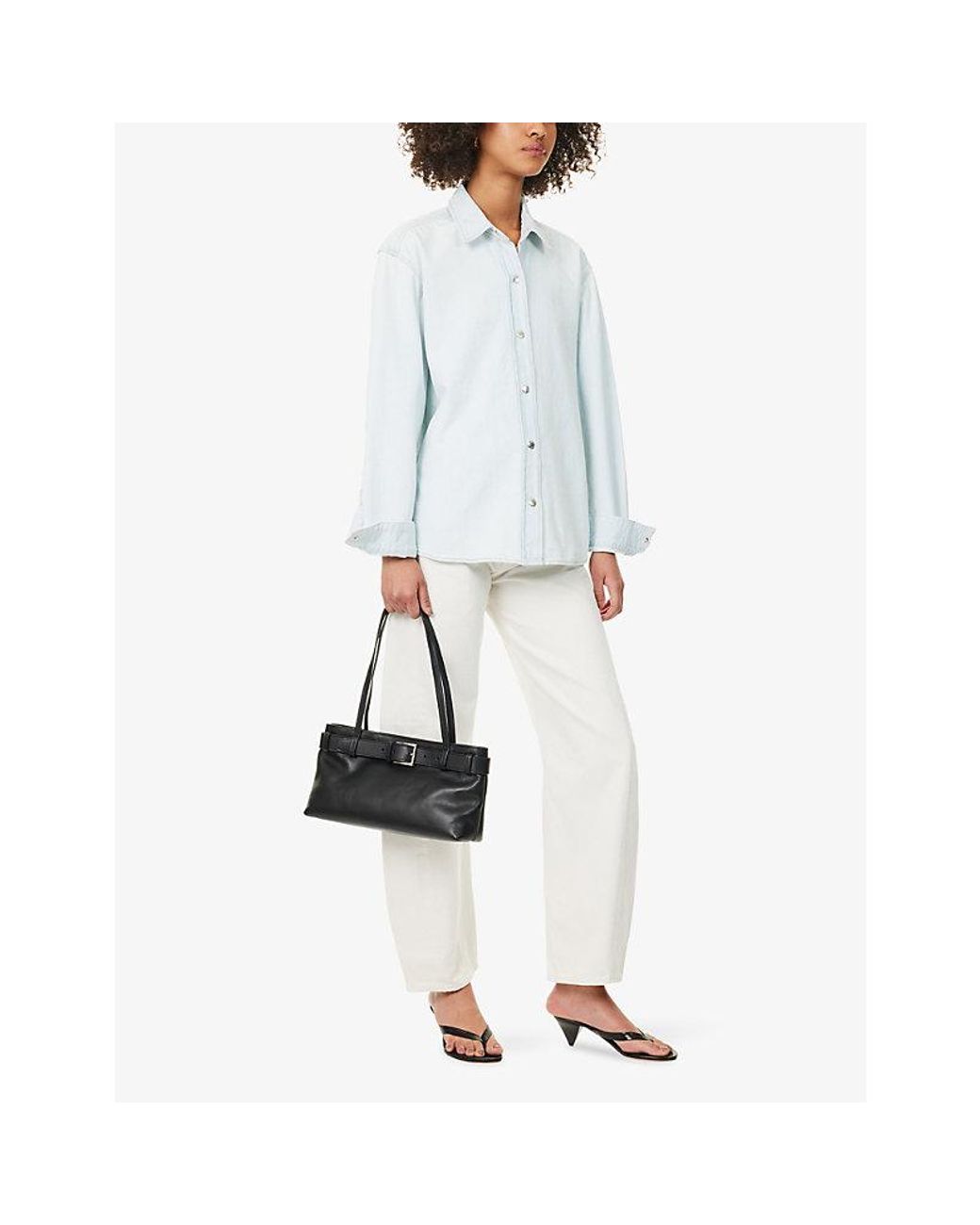 Agolde White Theo Open-Back Denim Shirt