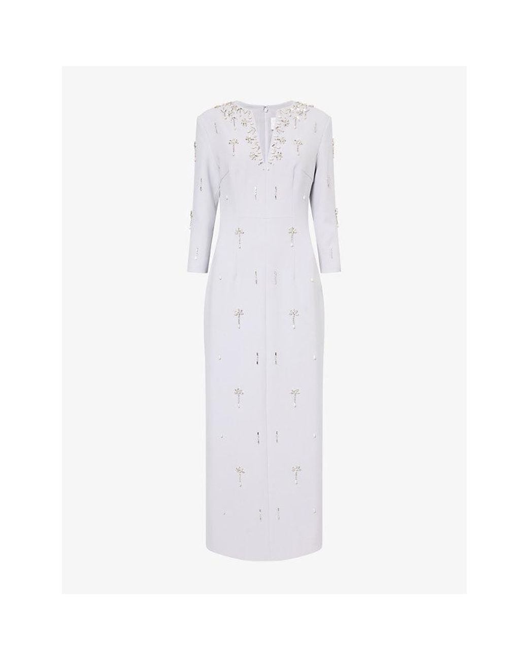 Huishan Zhang White Skye Embellished Woven Midi Dress