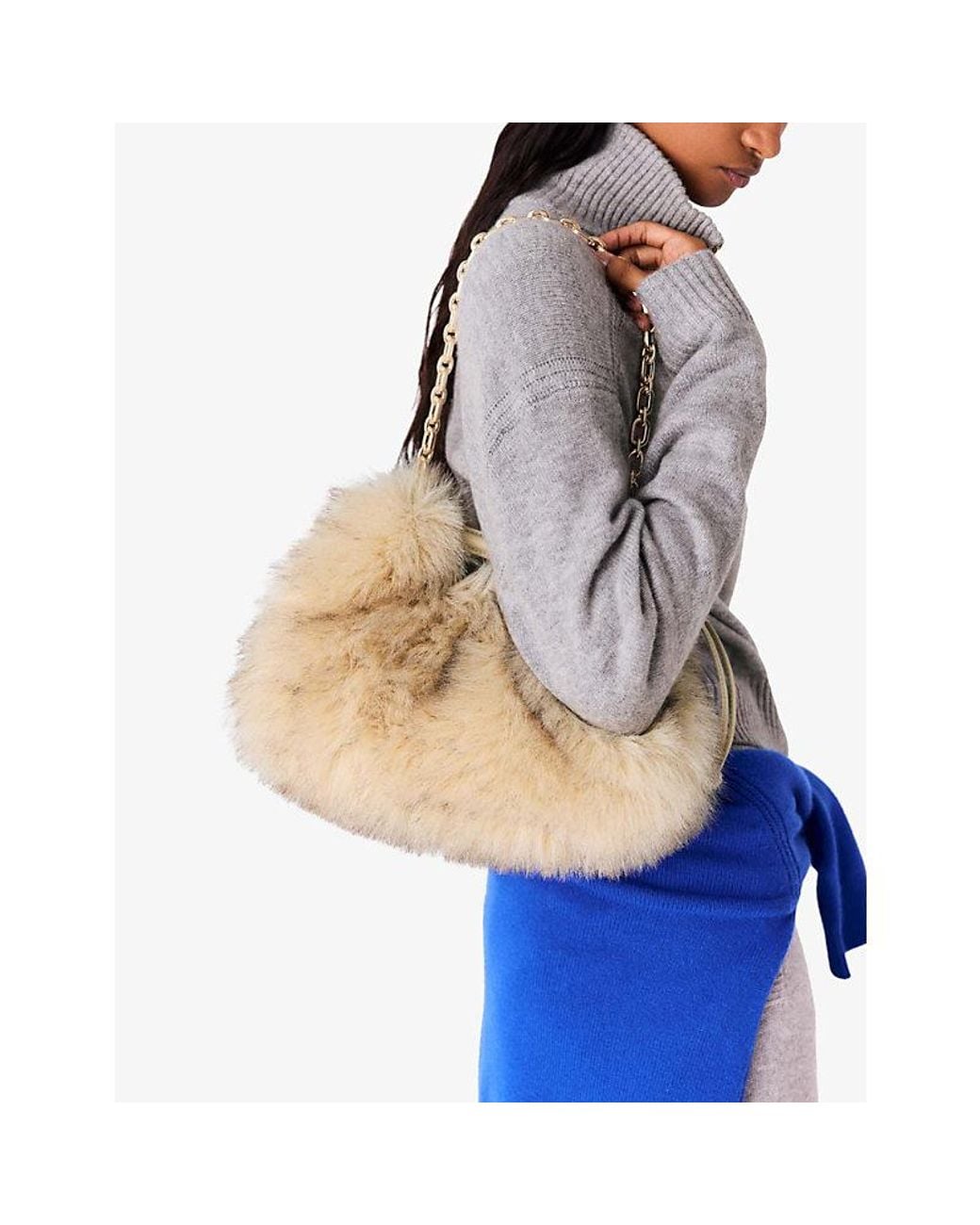Maje Natural Milpli Faux-Fur Bag