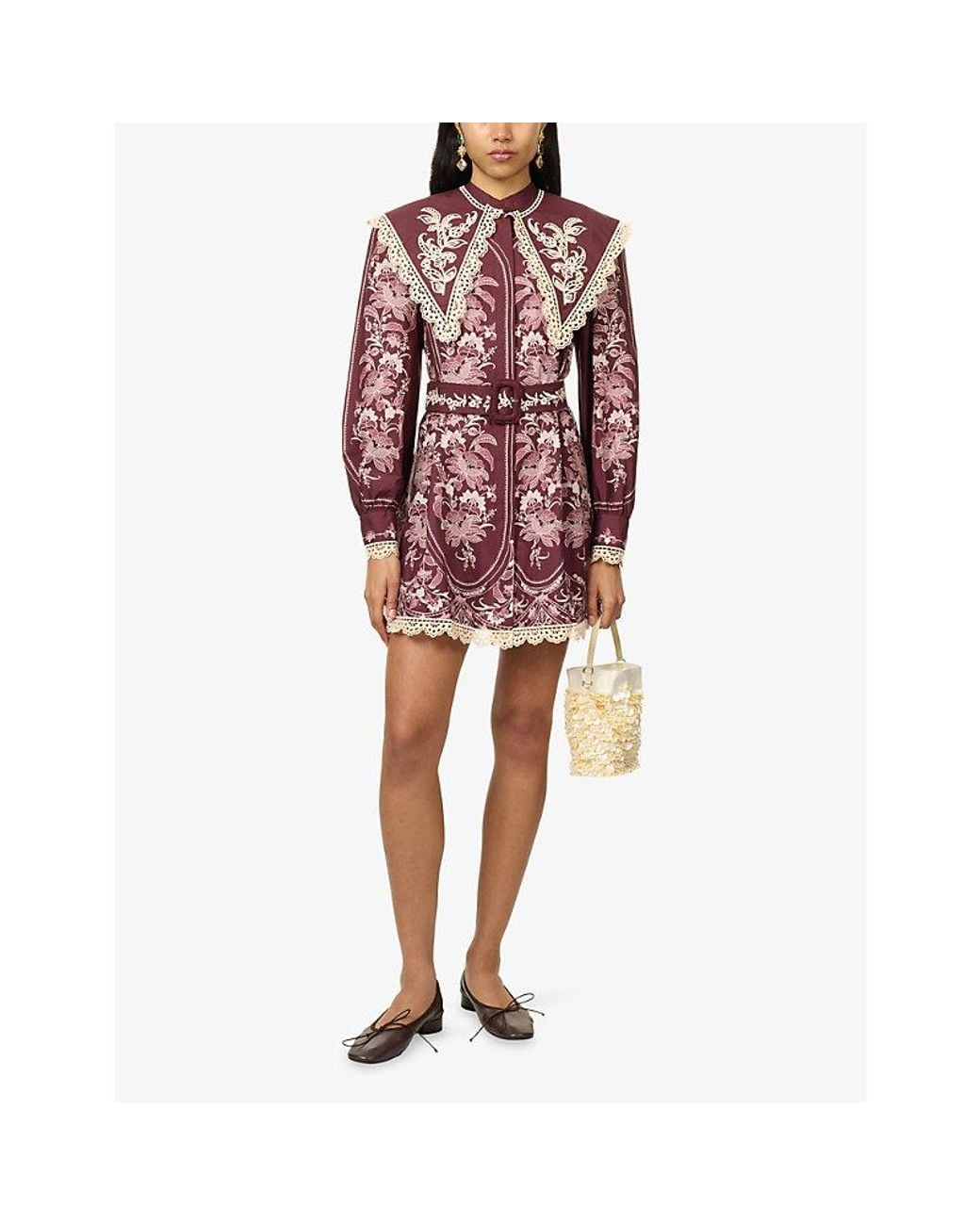 Farm Rio Lara Embroidered Cotton Mini Dress
