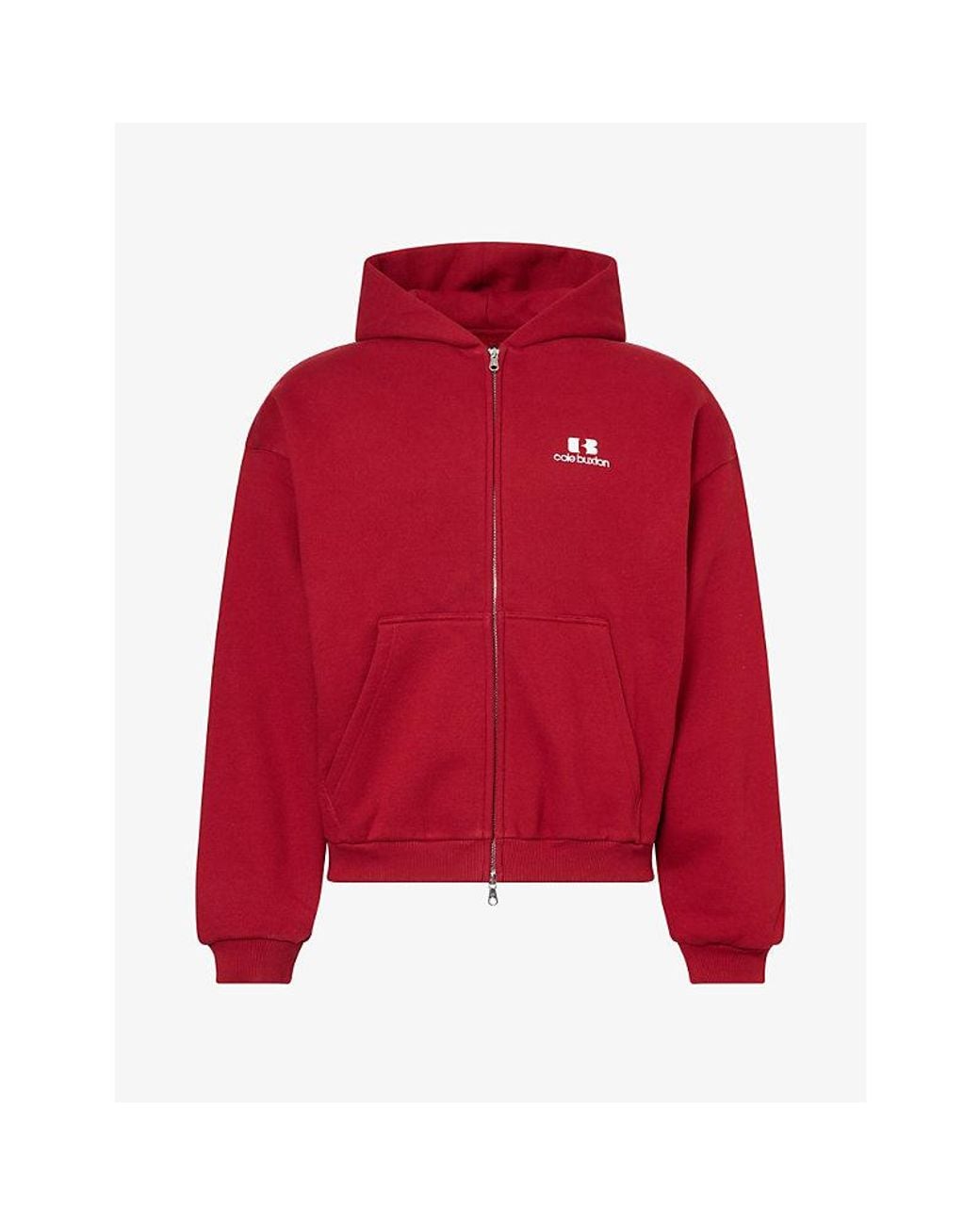 Cole Buxton Red Icon Logo Zip Cotton-Jersey Hoody for men