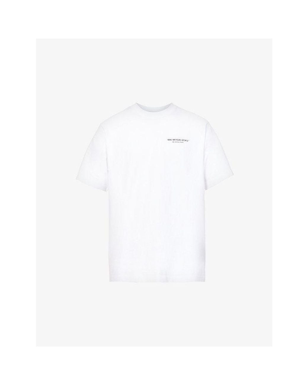 MKI Miyuki-Zoku White Design Studio Brand-Print Organic-Cotton Jersey T-Shirt for men