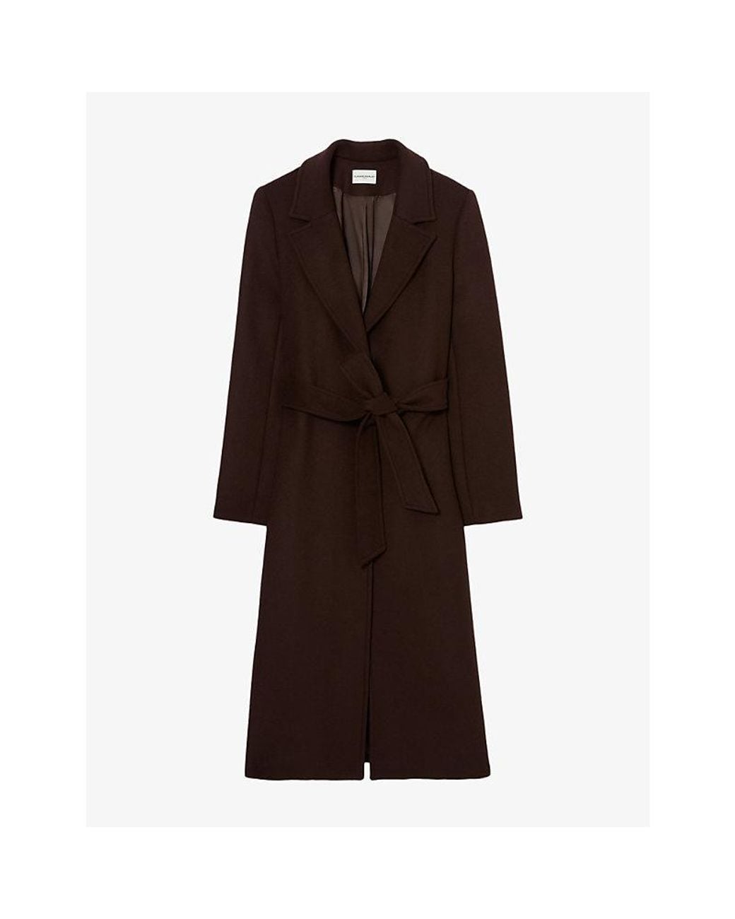 Claudie Pierlot Brown Notch-Lapel Regular-Fit Wool-Blend Coat