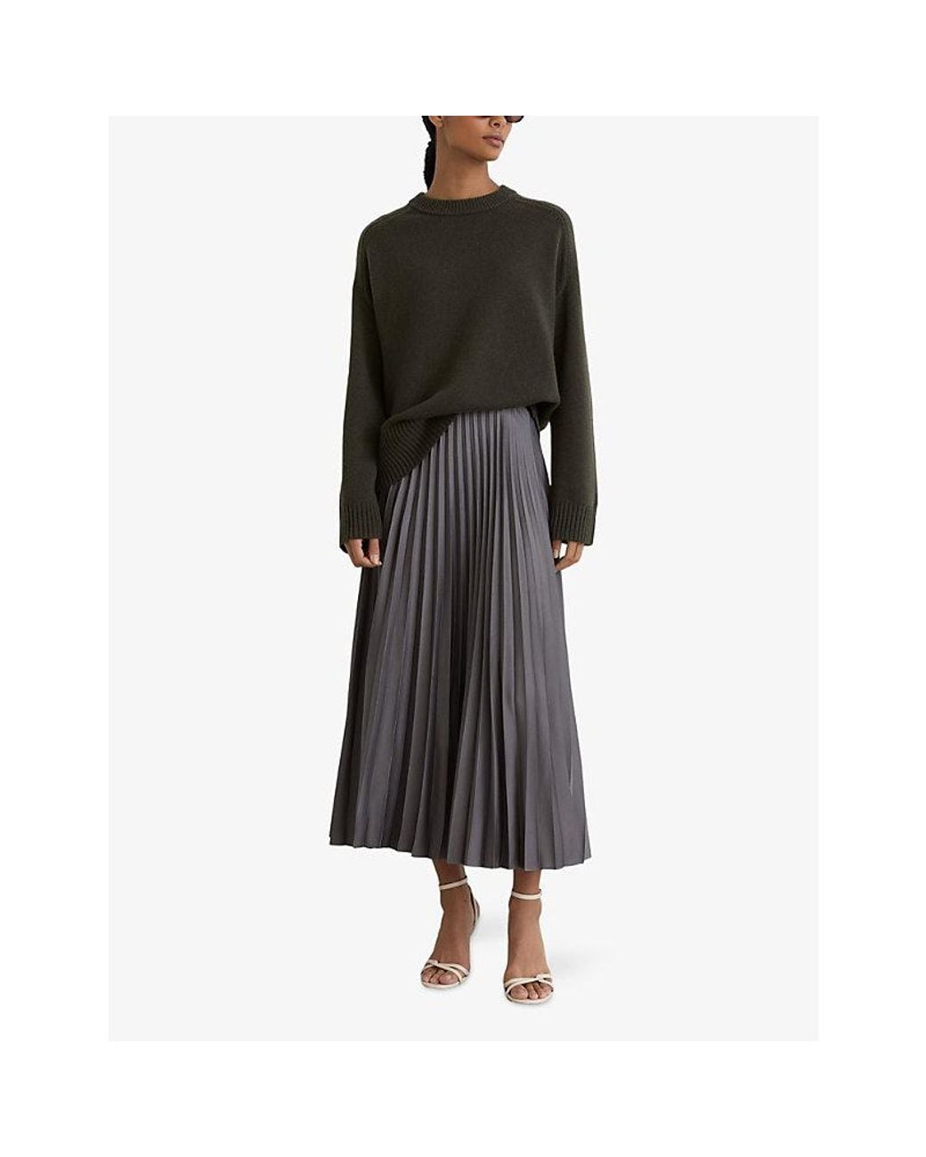 Reiss Black Riley Long-Sleeve Wool And Cashmere Jumper