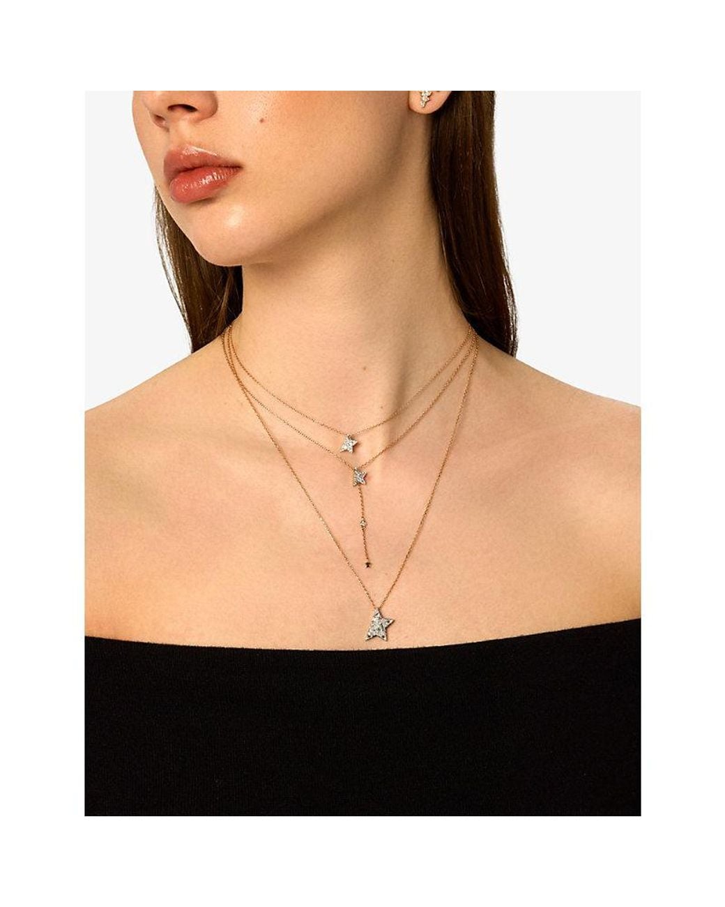 Kismet by Milka White Cosmic Comet Metal And 0.16Ct Diamond Pendant Necklace
