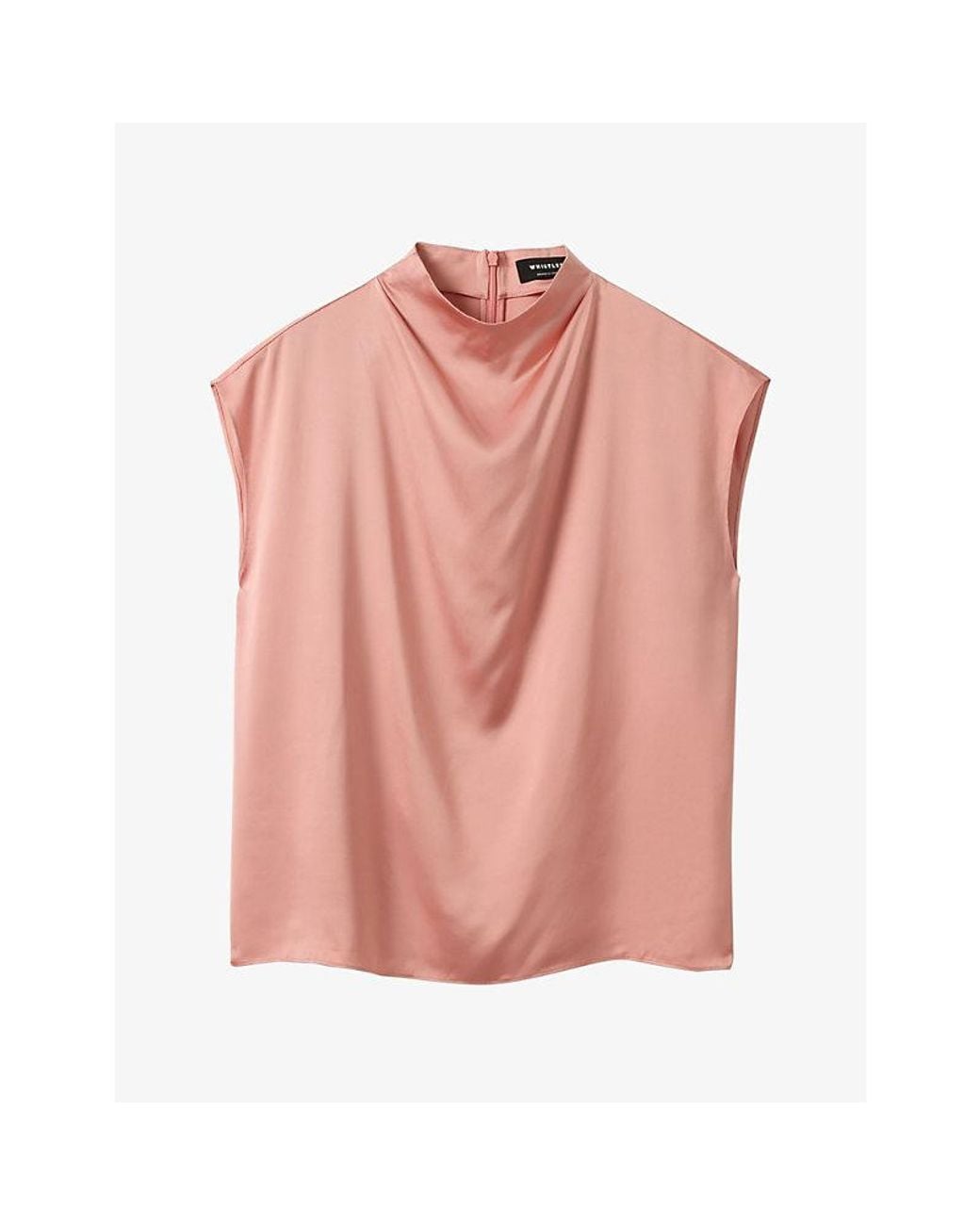 Whistles Pink Cowl-Neck Relaxed-Fit Satin Blouse