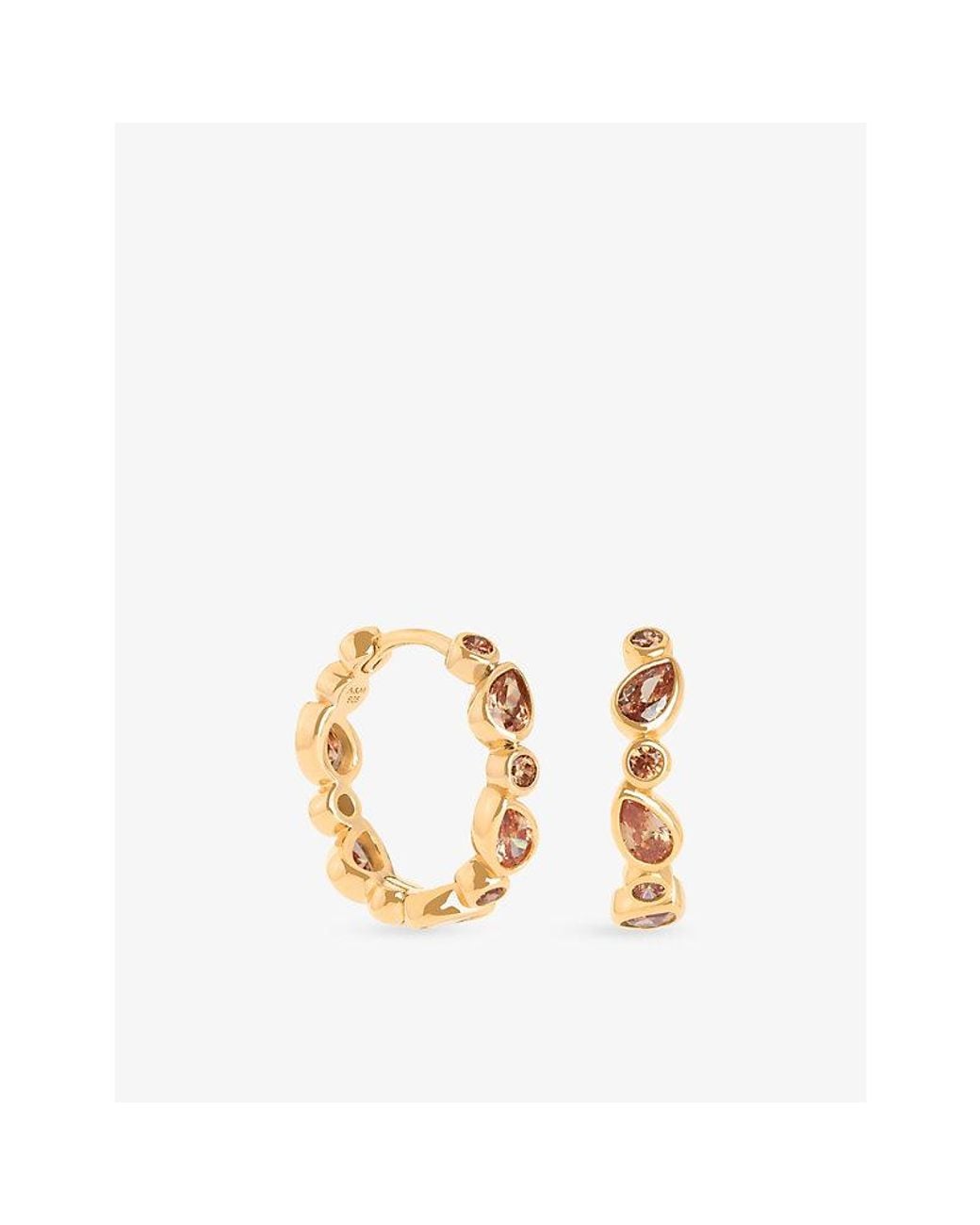 Astrid & Miyu Metallic Sunset Pear-Plated Sterling- And Cubic Zirconia Hoop Earrings