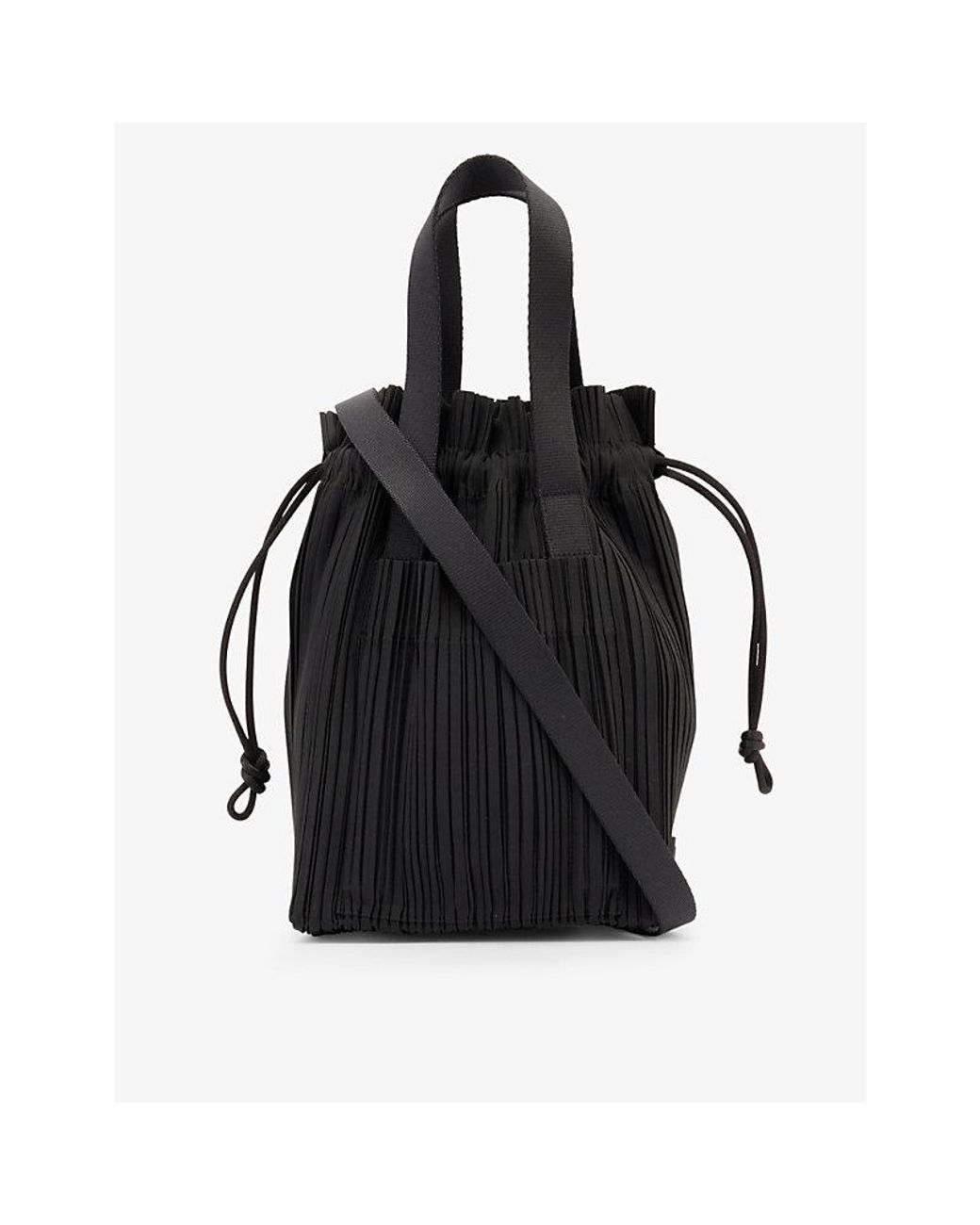 Pleats Please Issey Miyake Pleated Drawstring closure Woven Tote