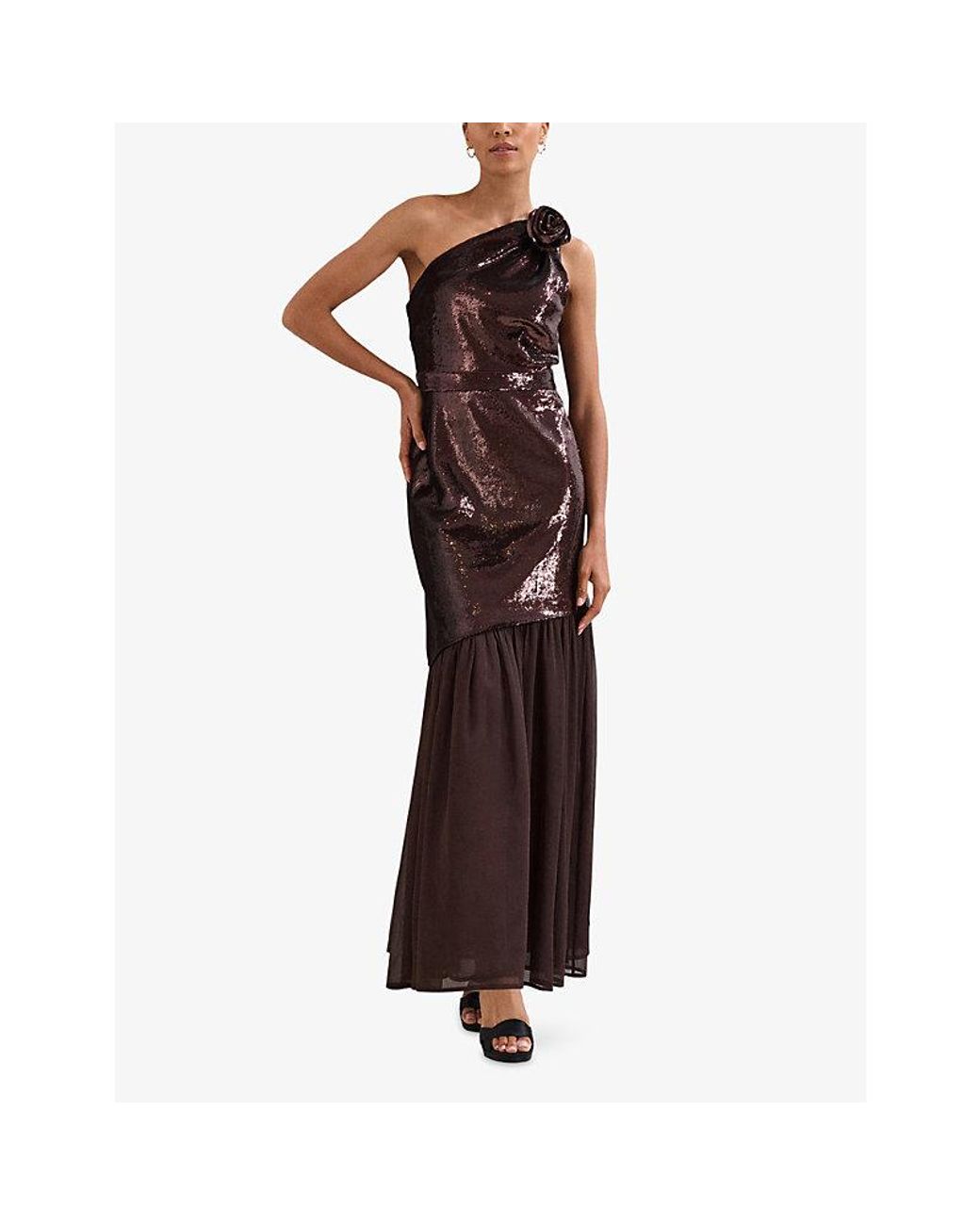 Phase Eight Purple Lola Sequin Asymmetric Woven Midi Dress