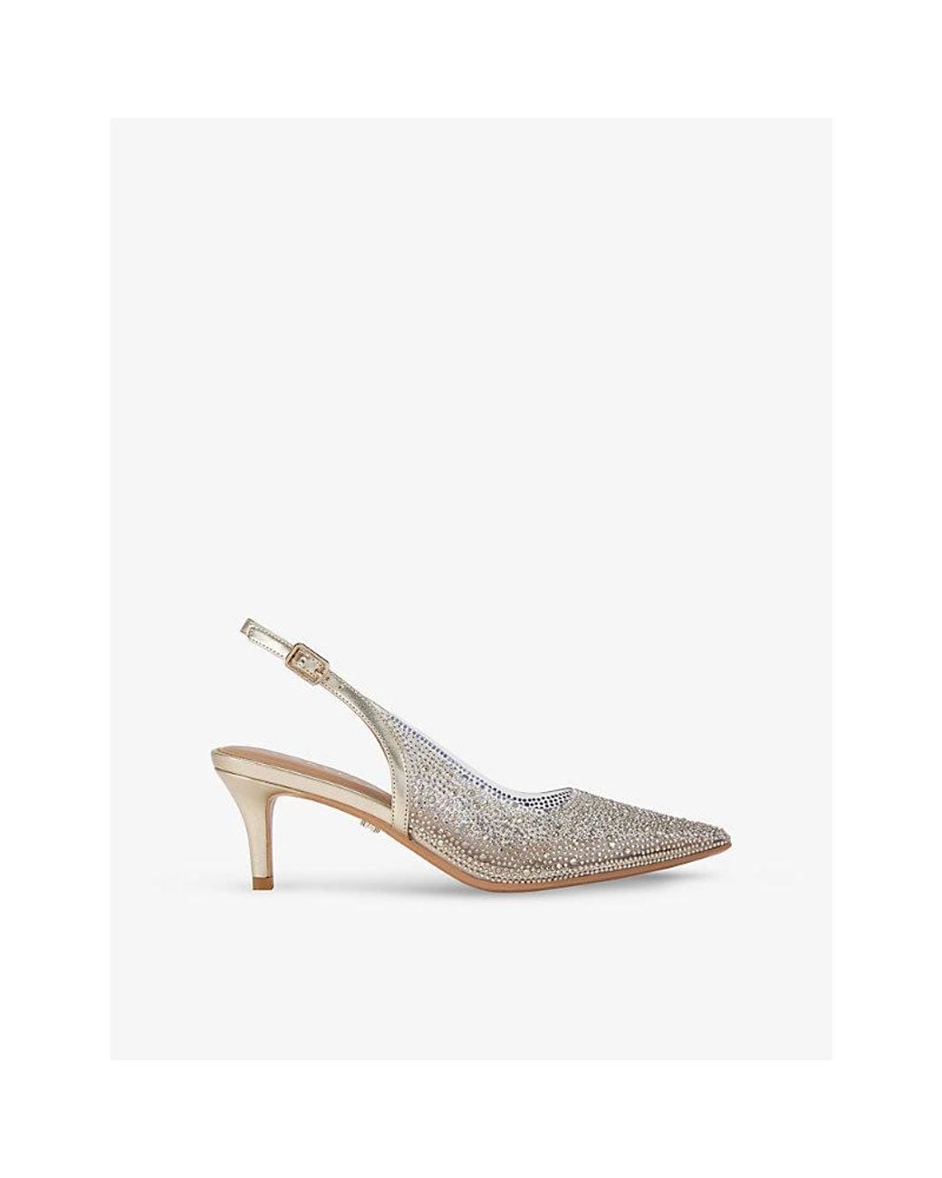 Carvela Kurt Geiger White Lovebird Rhinestone-Embellished Vinyl Slingback Courts