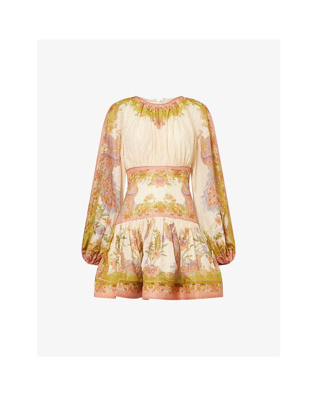 Zimmermann Metallic Indra Floral-Print Cotton And Silk-Blend Mini Dress