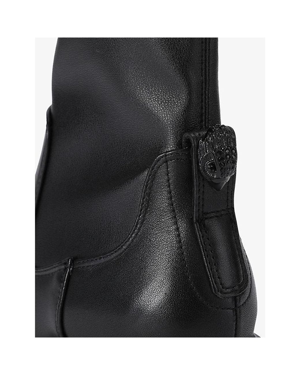 Kurt Geiger Black Step Heeled Leather Ankle Boots
