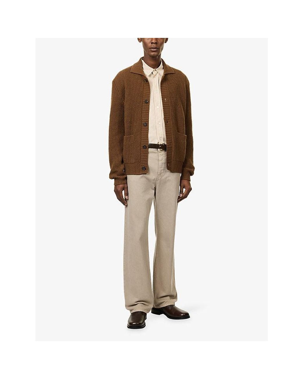 Corneliani Brown Patch-Pocket Knitted Cardigan for men