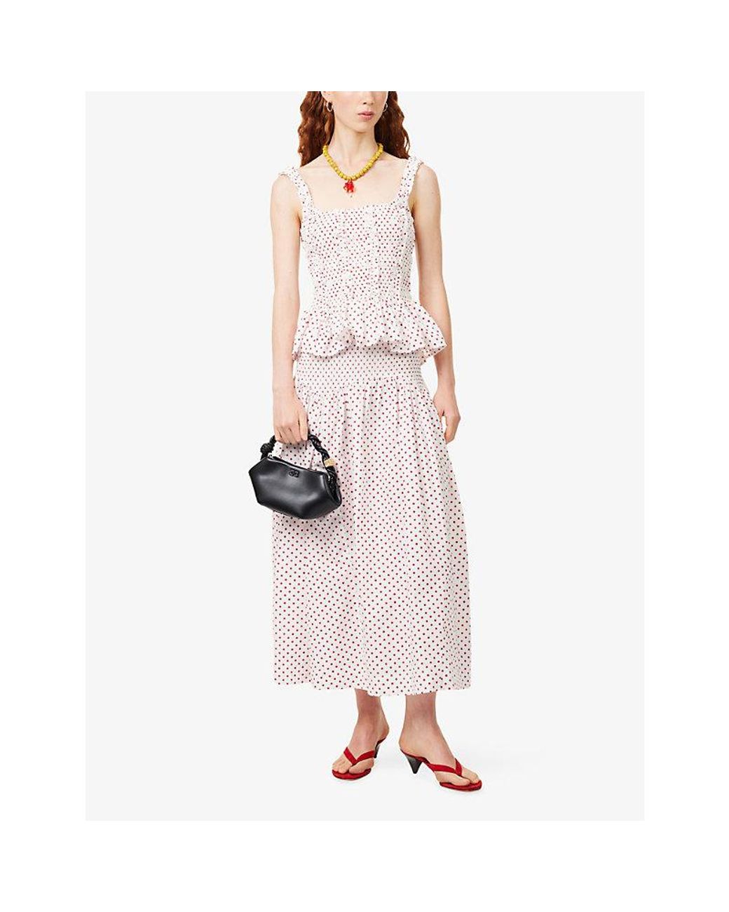 Damson Madder White Raphi Cami Polka-Dot Cotton Top