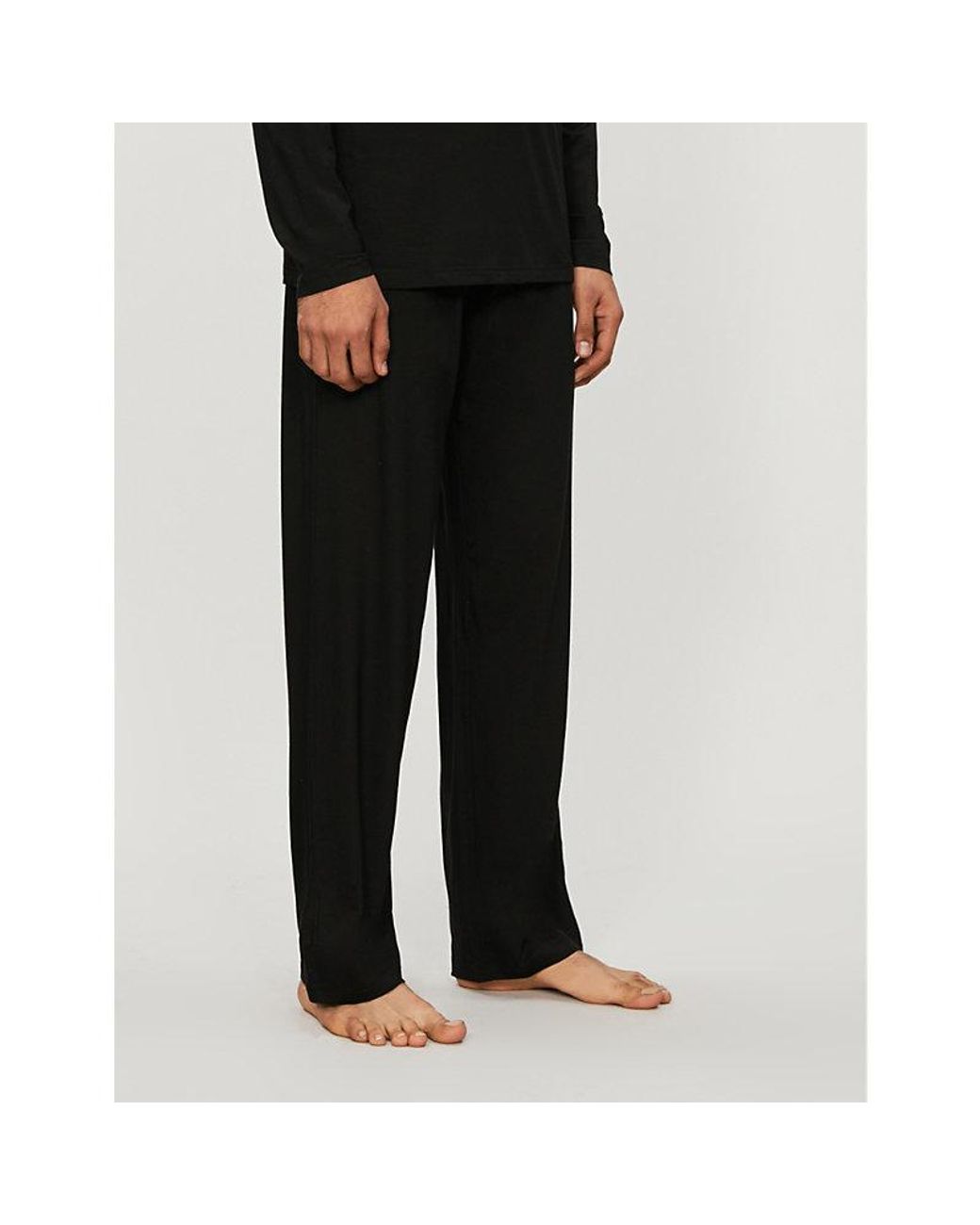 Derek Rose Black Basel Stretch-Modal Trousers for men