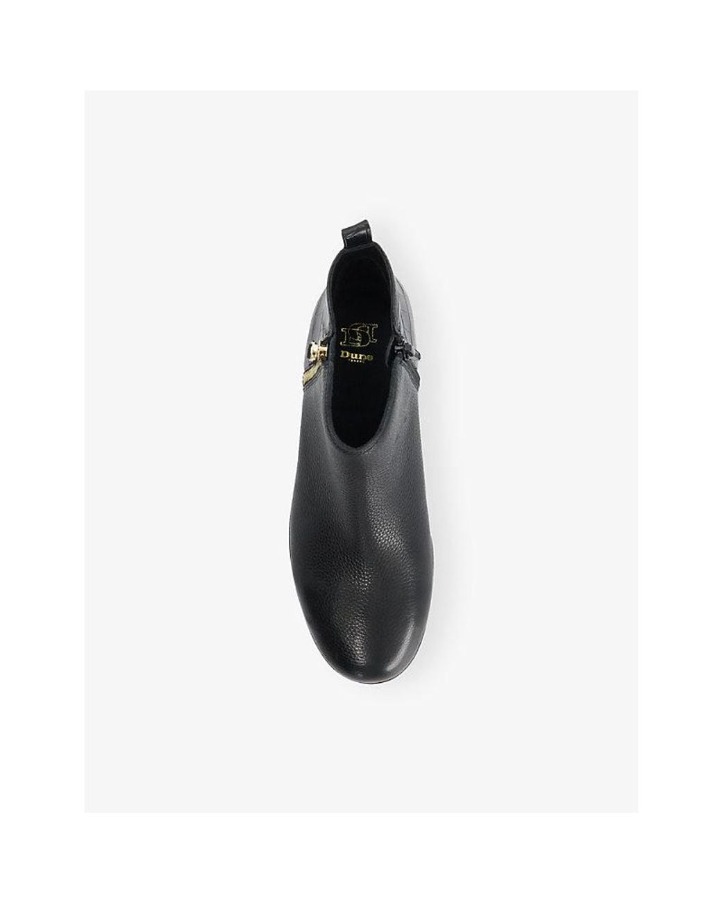 Dune Black Pandya Double-Zip Leather Ankle Boots