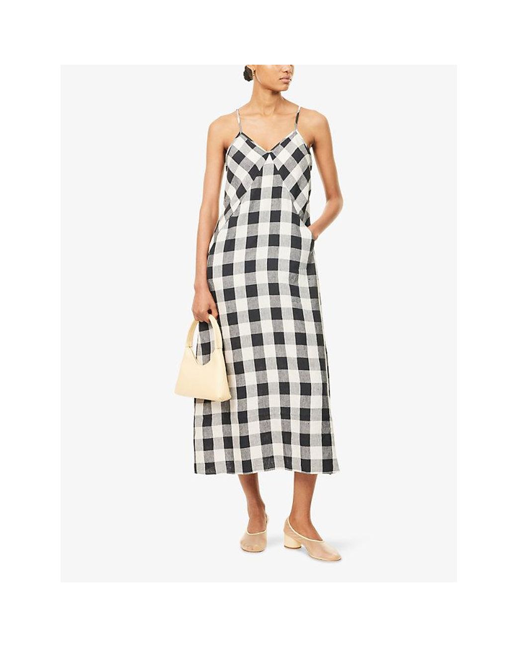 Barbour Maya Check-Print Linen Midi Dress | Lyst