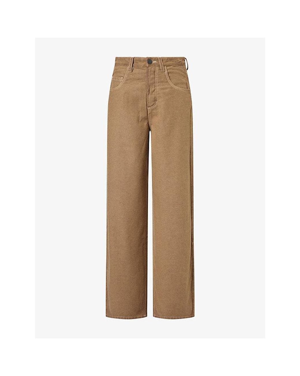 Uma Wang Natural Phyllis Straight-Leg Wool-Blend Trousers