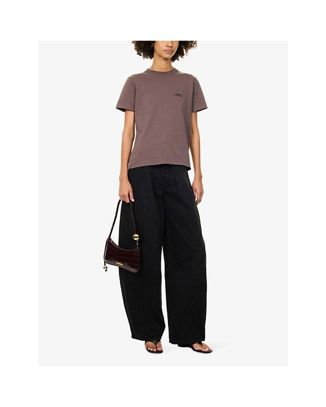 Jacquemus Purple Le T-Shirt Grosgrain-Logo Cotton-Jersey T-Shirt