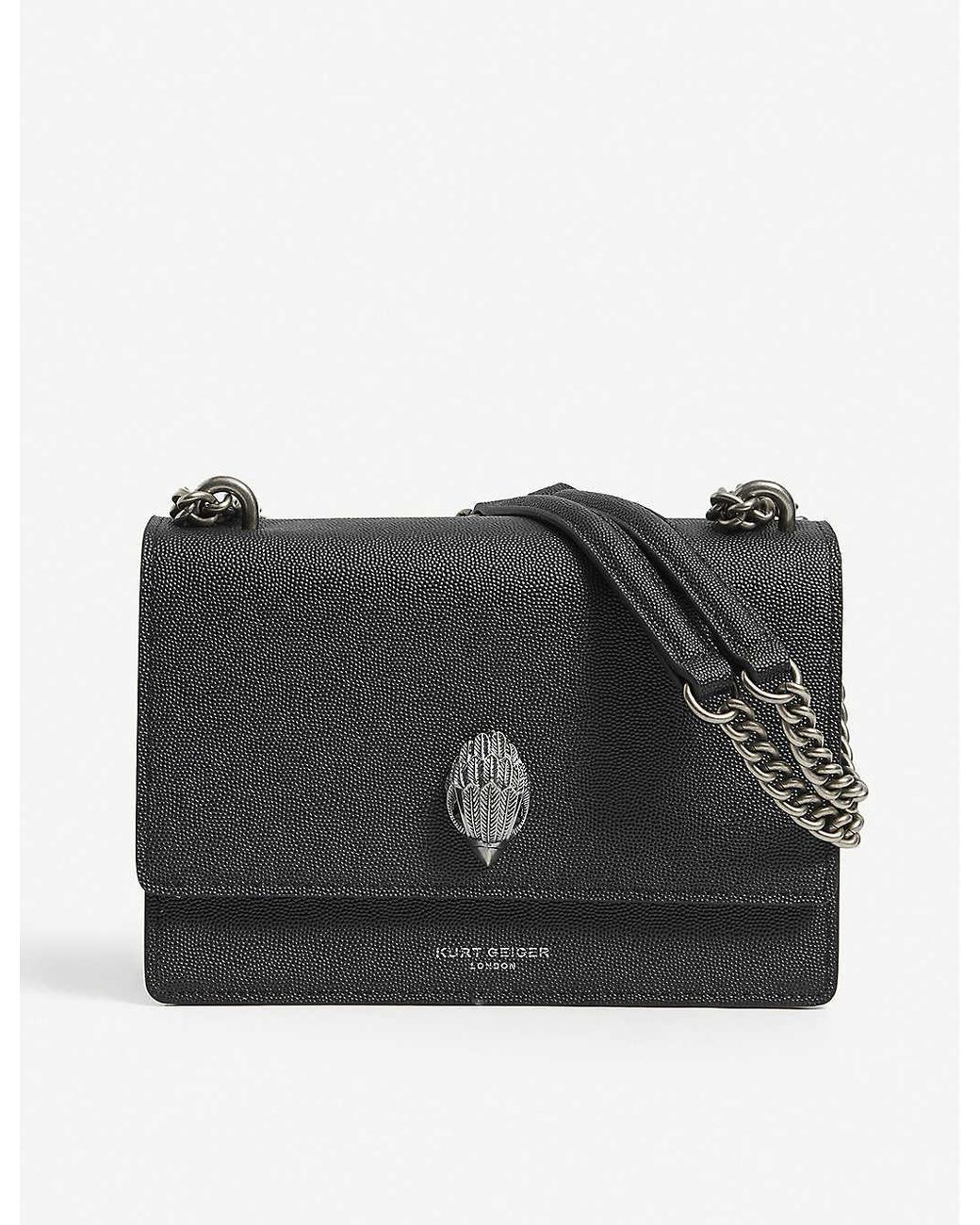 Kurt Geiger Shoreditch Grained Leather Crossbody Bag in Black Leather