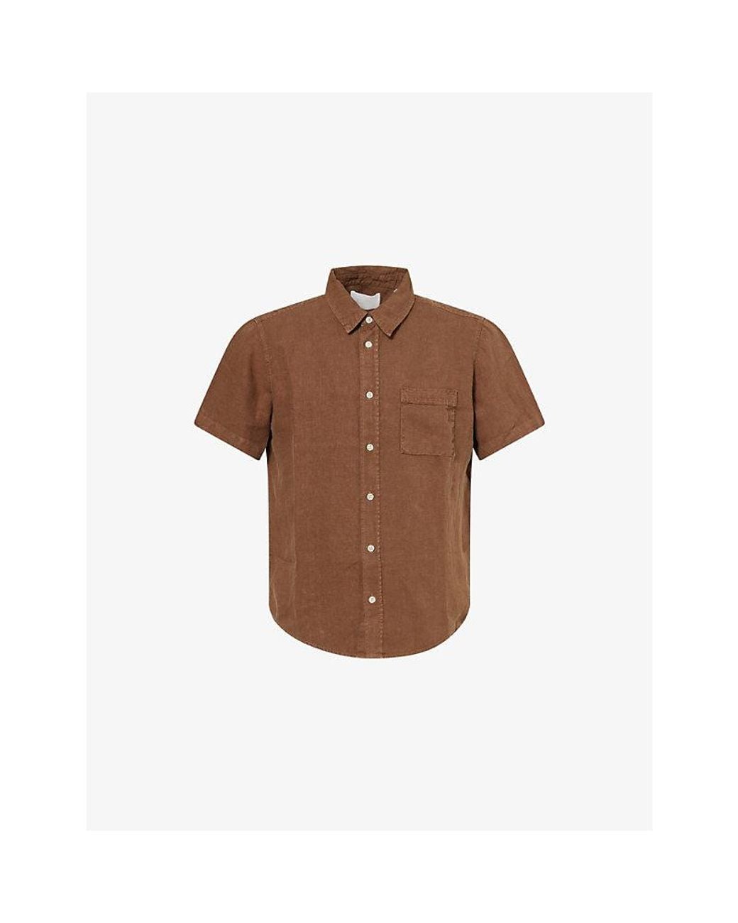 Citizens of Humanity Brown Cairo Short-Sleeve Linen Shirt for men