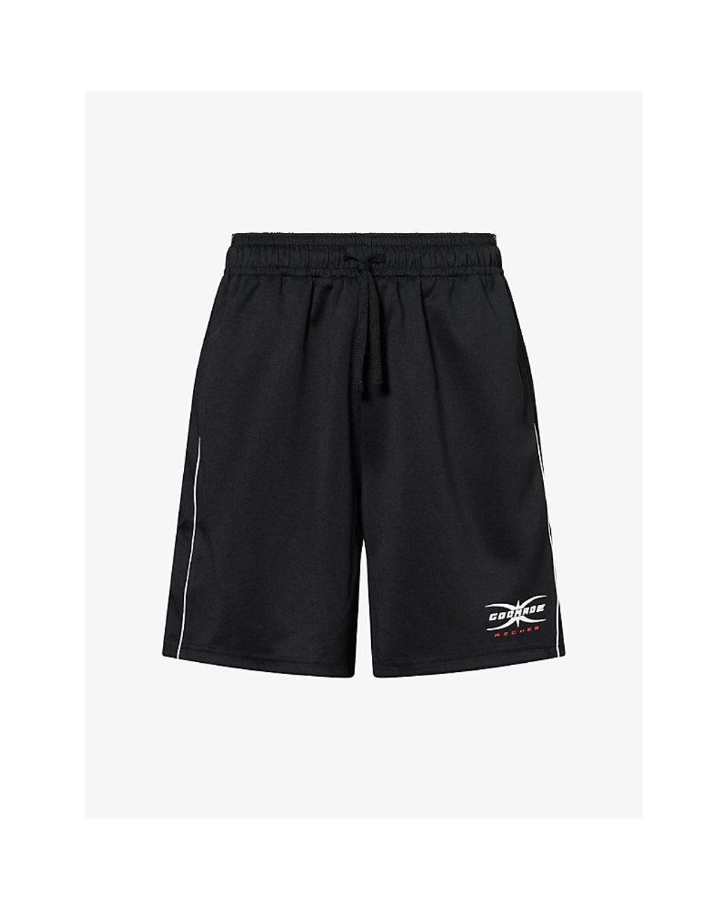 GODMADE Black Finish Line Cotton Shorts for men