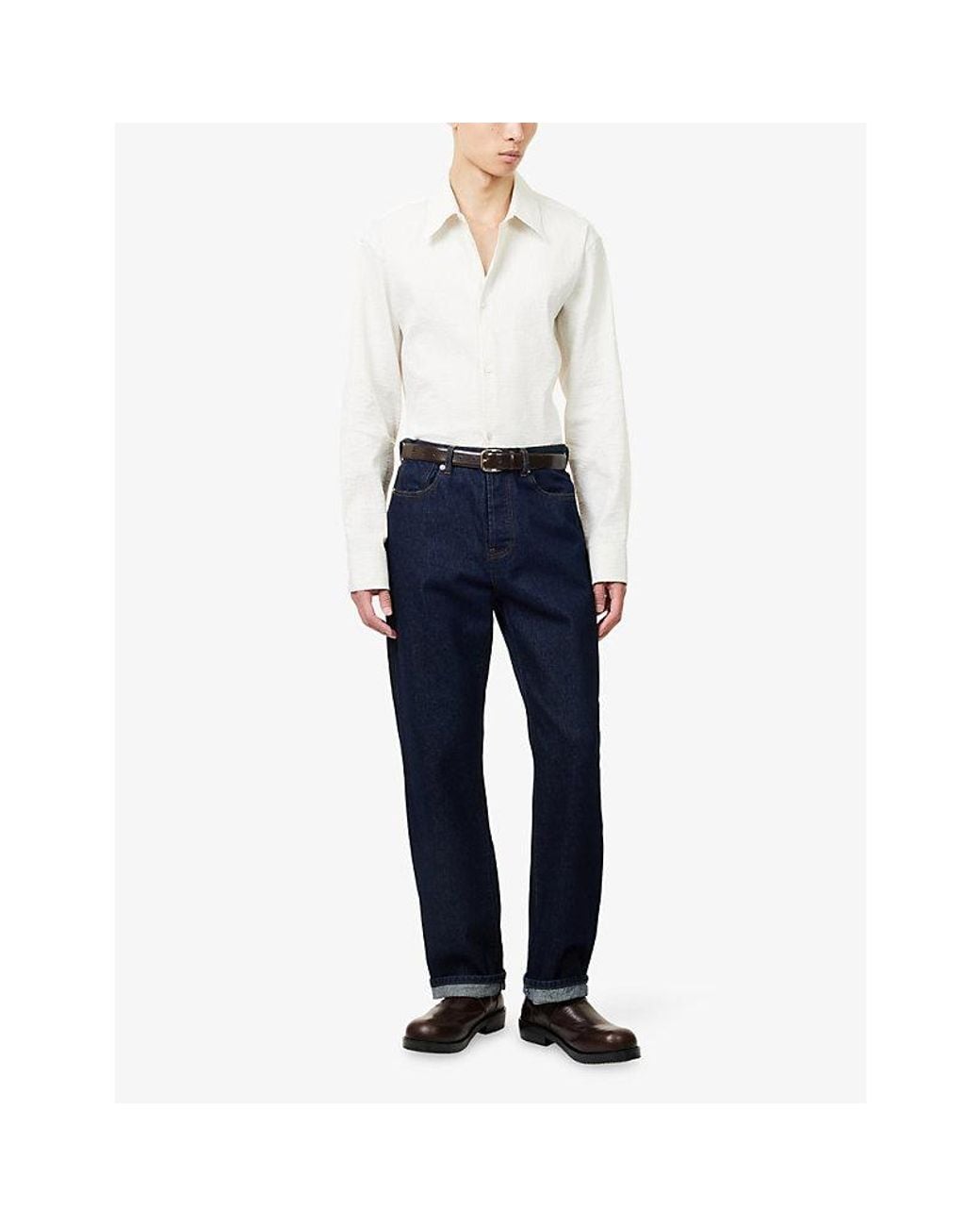 Studio Nicholson White Pinstripe Oversized Cotton Shirt for men