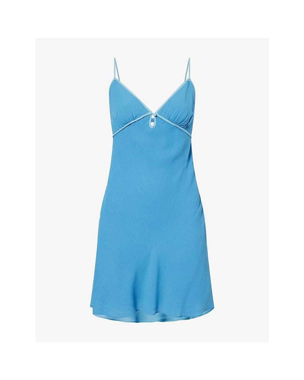 Reformation Blue Rimona V-Neck Crepe Mini Dress