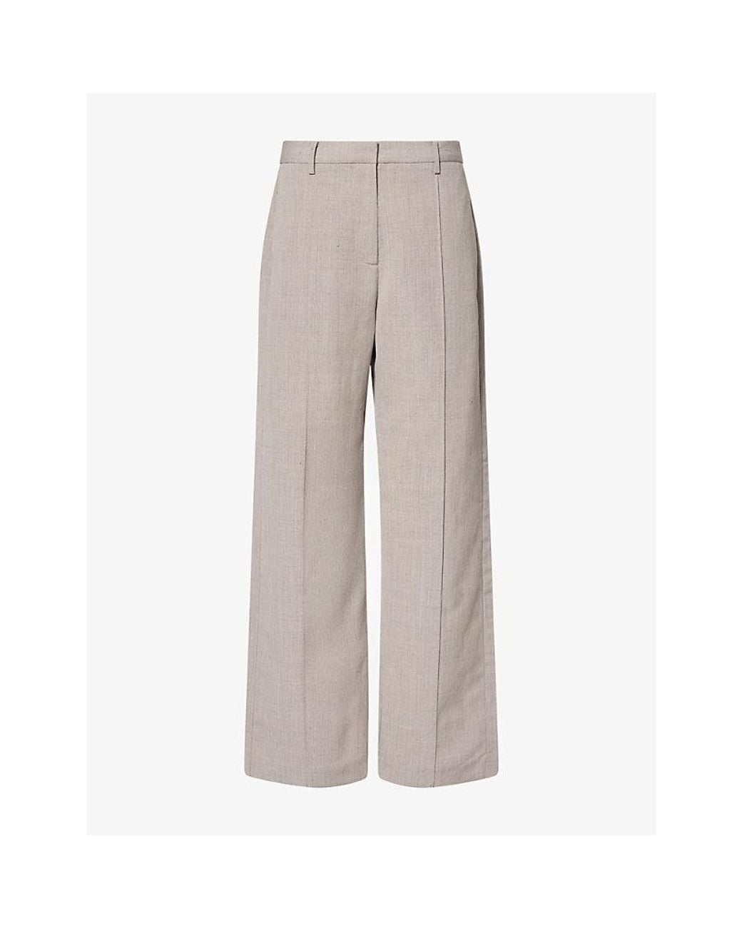 St. Agni Gray Classic Pintuck-Pleat Wool-Blend Trousers