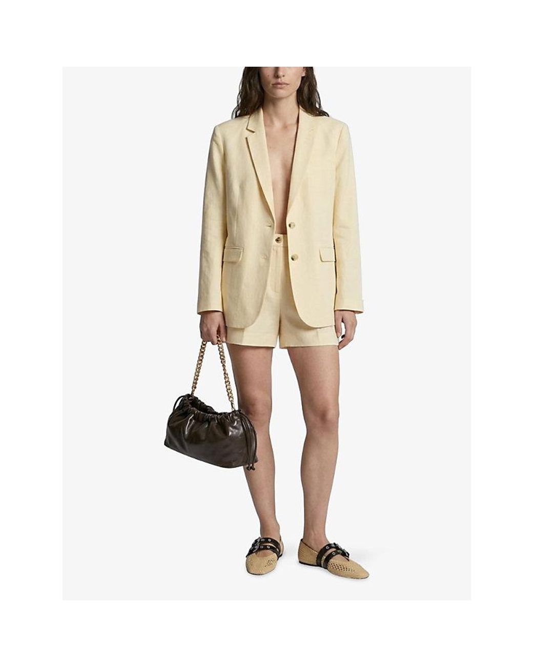The Kooples Natural Notch-Lapel Regular-Fit Linen Blazer
