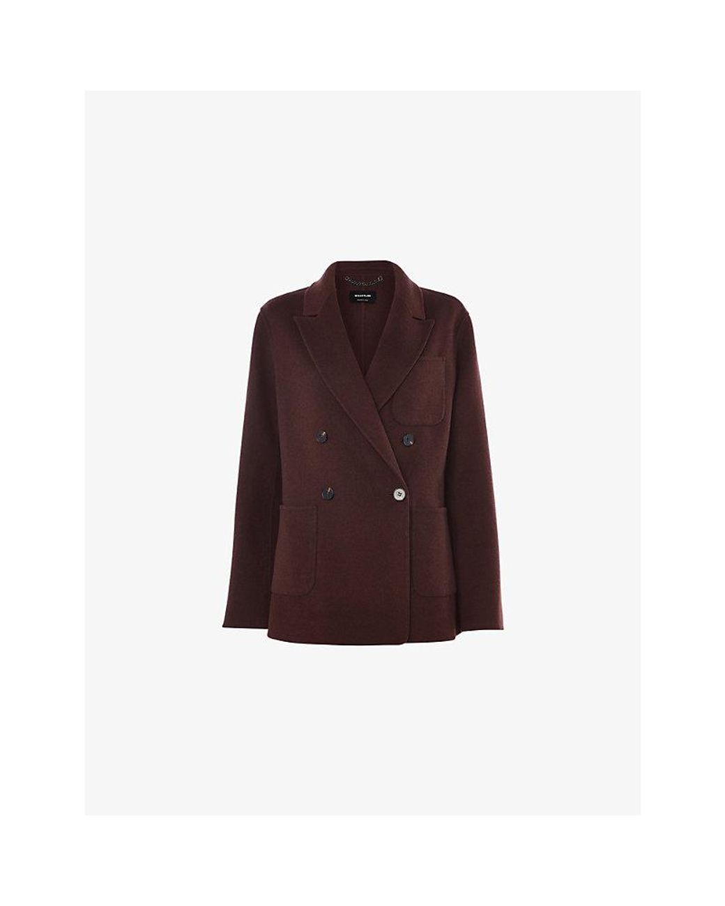 Whistles Purple Double-Breasted Relaxed-Fit Wool-Blend Coat