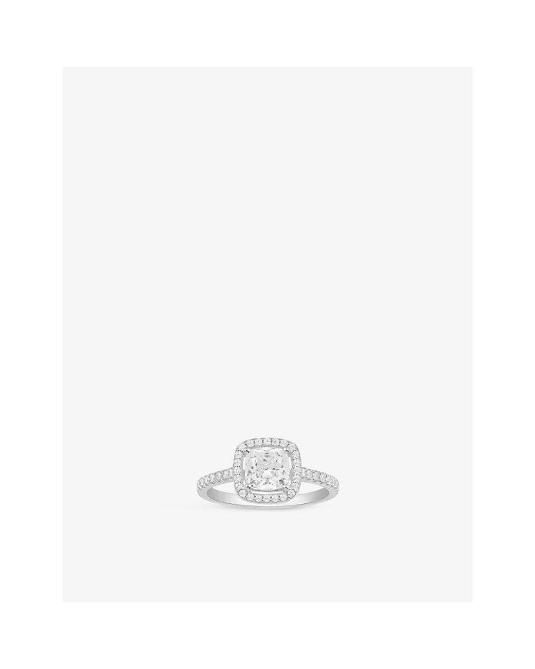 Apm Monaco White Square Sterling- And Pavé Cubic-Zirconia Ring