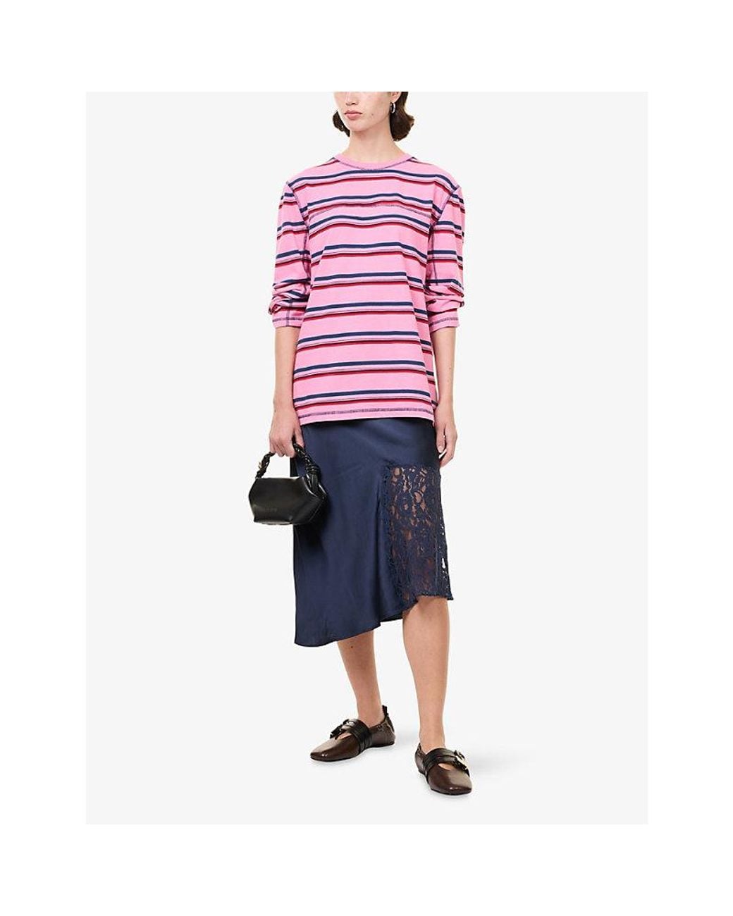 Damson Madder Pink Samara Striped Boxy Cotton Top