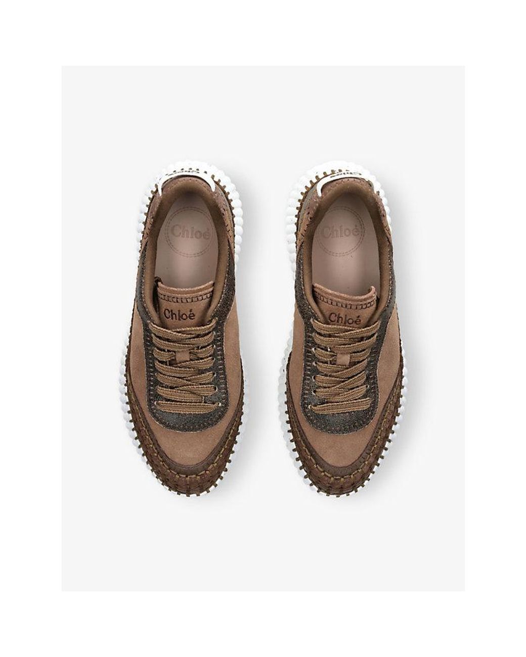 Chloé Green Nama Runner Mesh And Woven Trainers