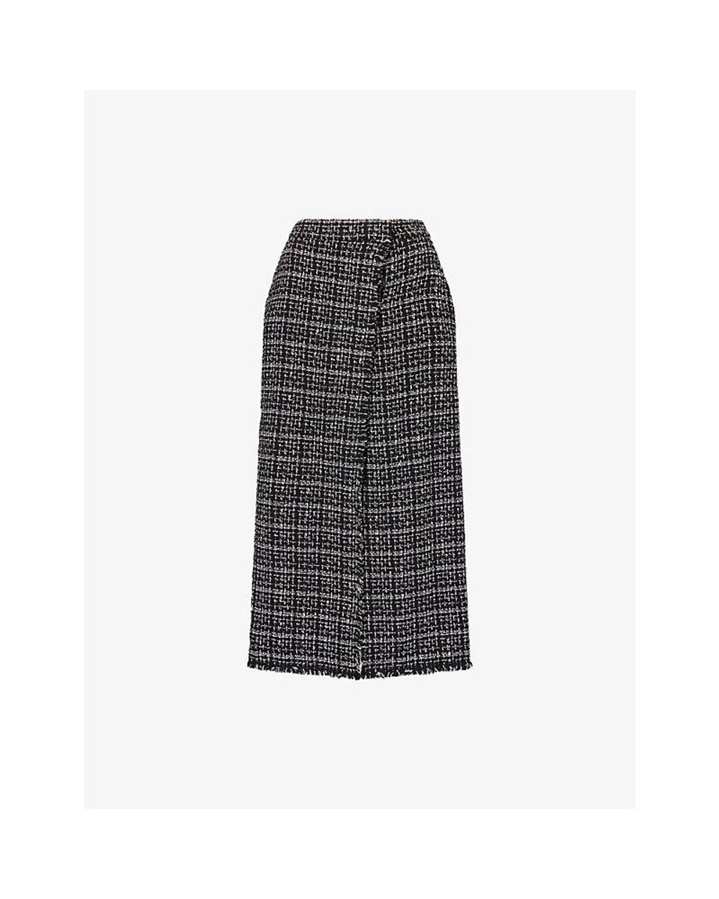 Erdem Gray P Tweed Midi Skirt