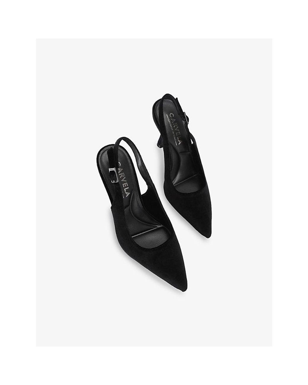 Carvela Kurt Geiger Black Leoni Velvet Sling-Back Courts