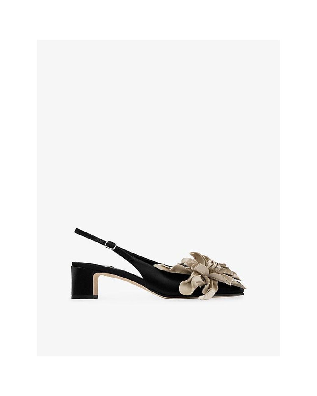 Jimmy Choo Black Eyla 45 Slingback Satin Heeled Courts