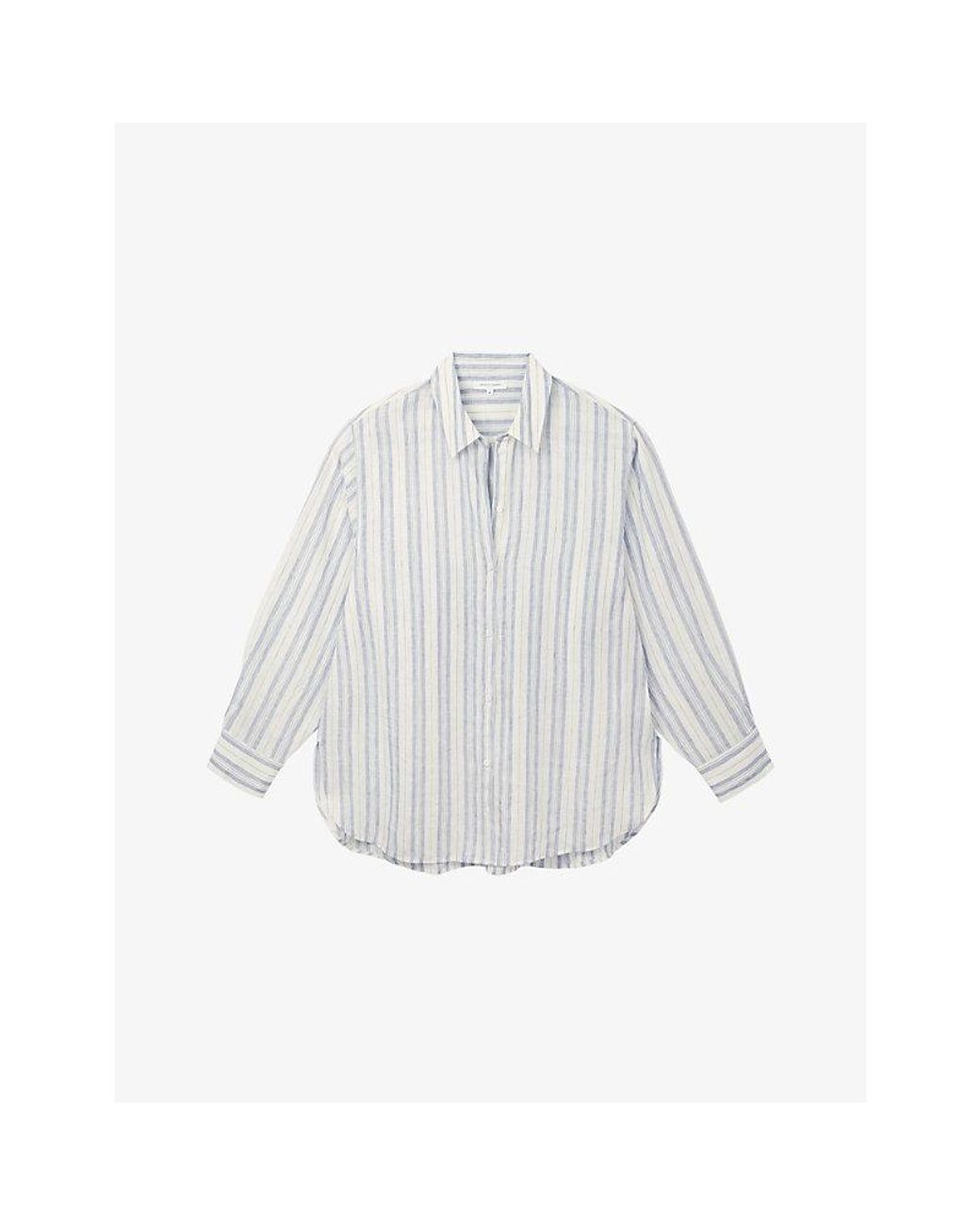 The White Company White Striped Oversized-Fit Linen Shirt