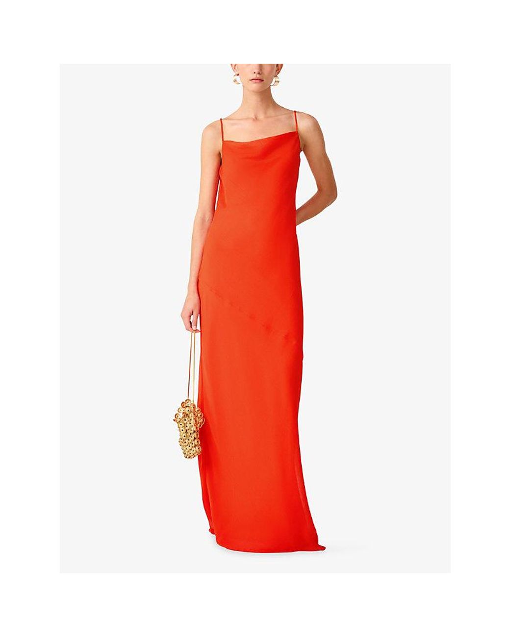 OMNES Red Koko Cowl-Back Woven Maxi Dress