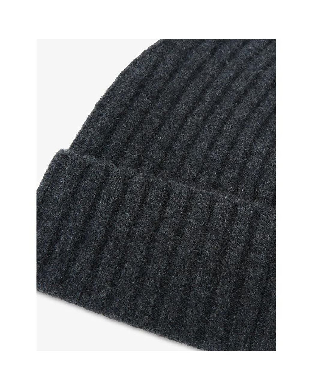Reiss Black Belfry Ribbed Wool-Blend Beanie for men