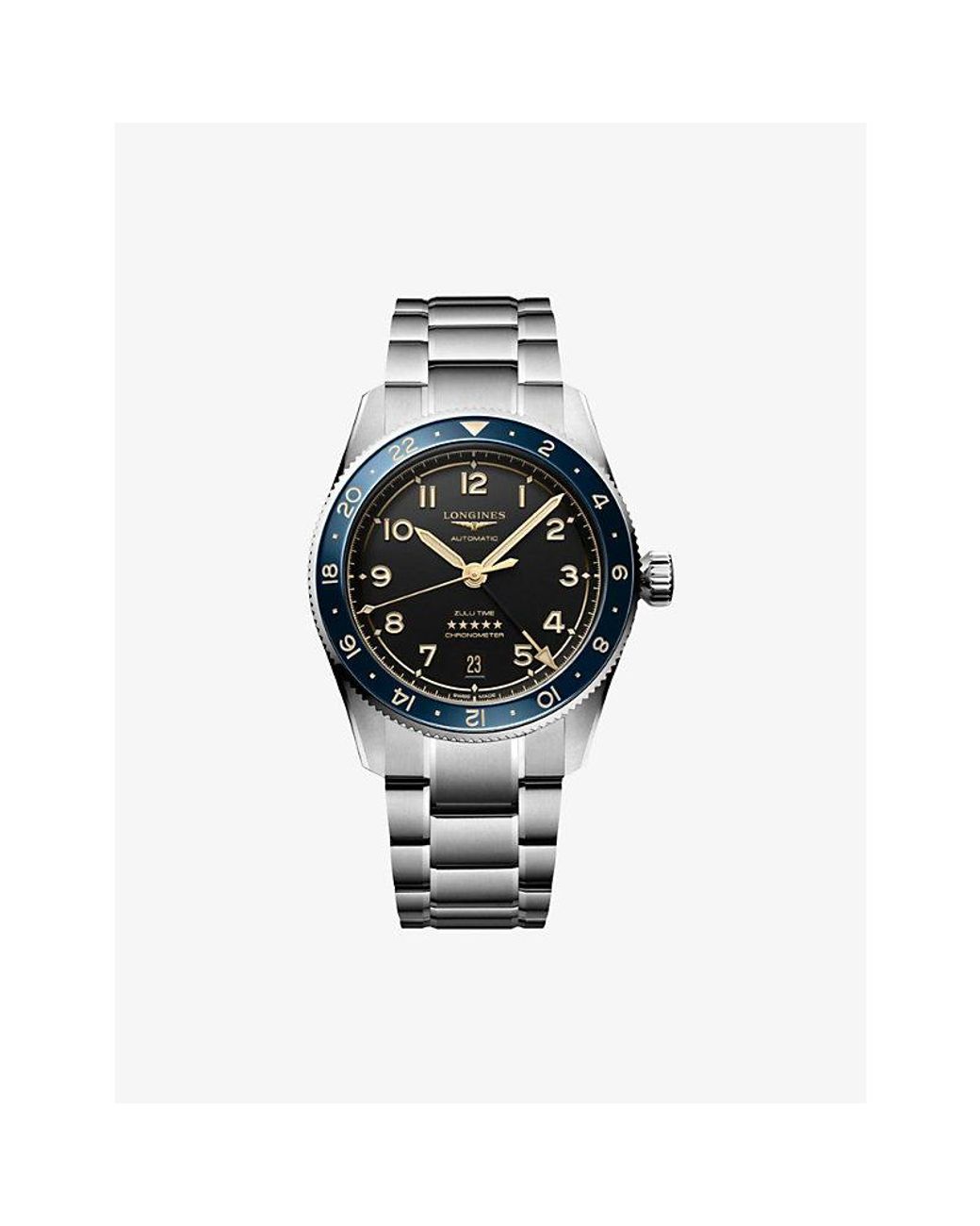 Longines Multicolor L3.802.4.60.6 Spirit Zulu Time Stainless-Steel And Ceramic Bezel 39Mm Automatic Watch for men