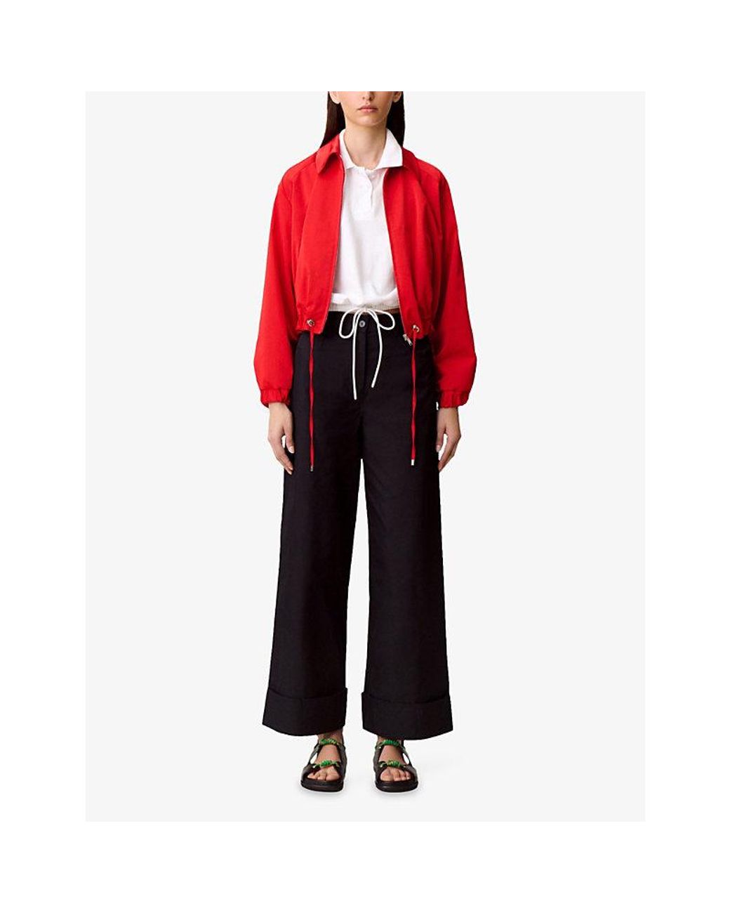 Claudie Pierlot Black Wide-Leg High-Rise Cotton Trousers