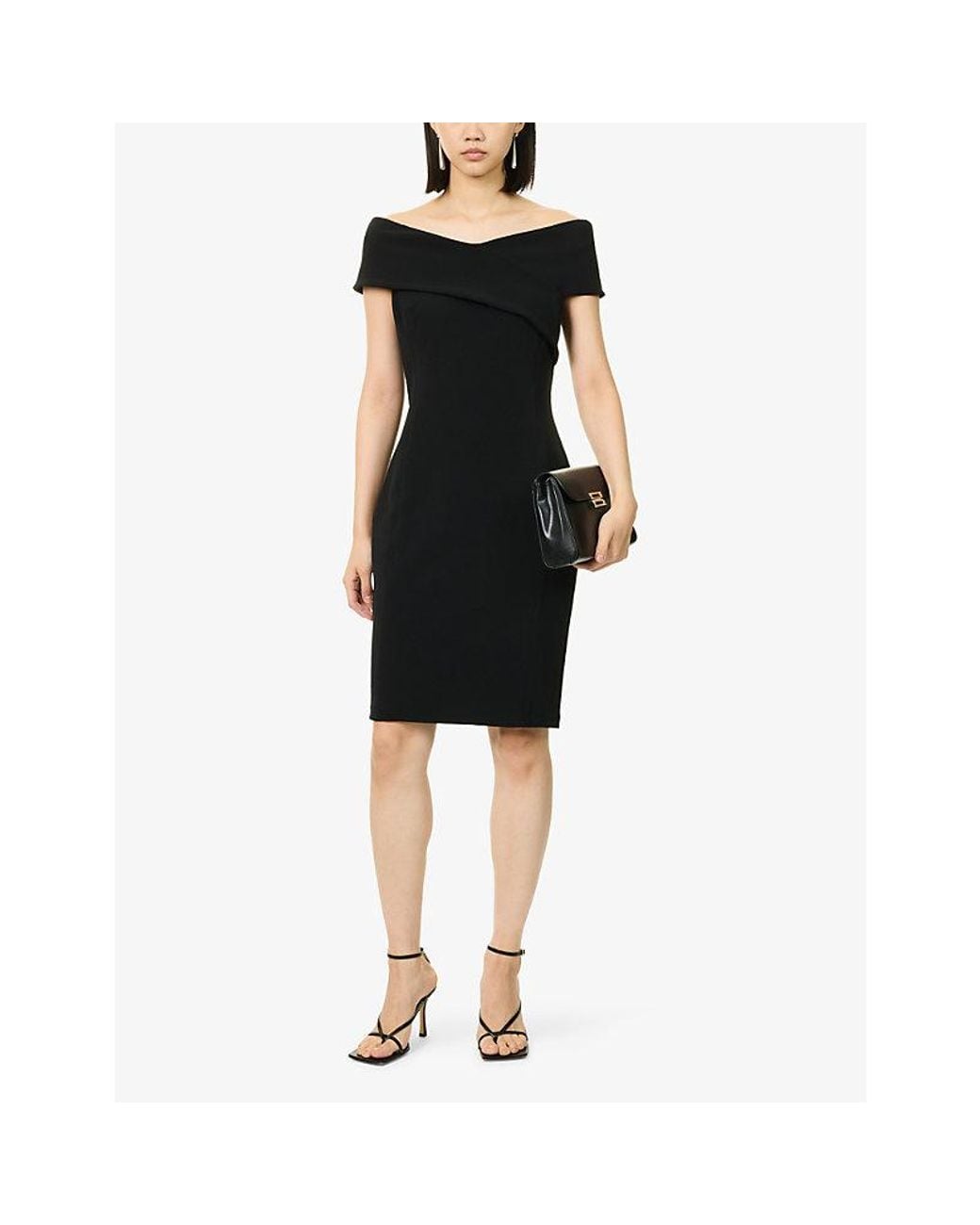 Ralph Lauren Black Faille Off-The-Shoulder Woven Cocktail Mini Dress