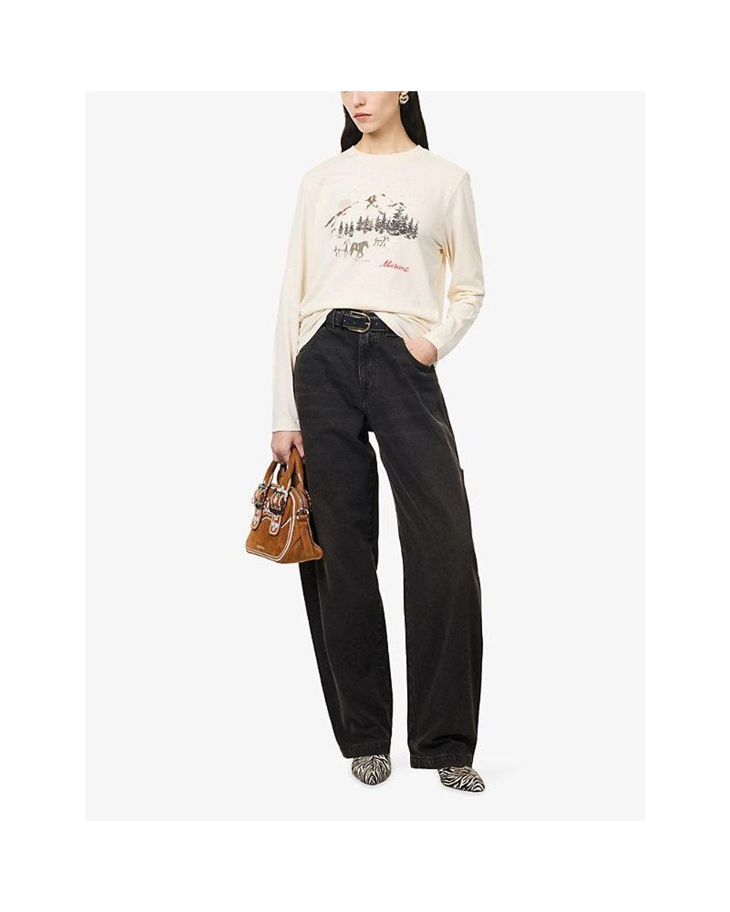 Isabel Marant Natural Martine Brand-Print Cotton T-Shirt