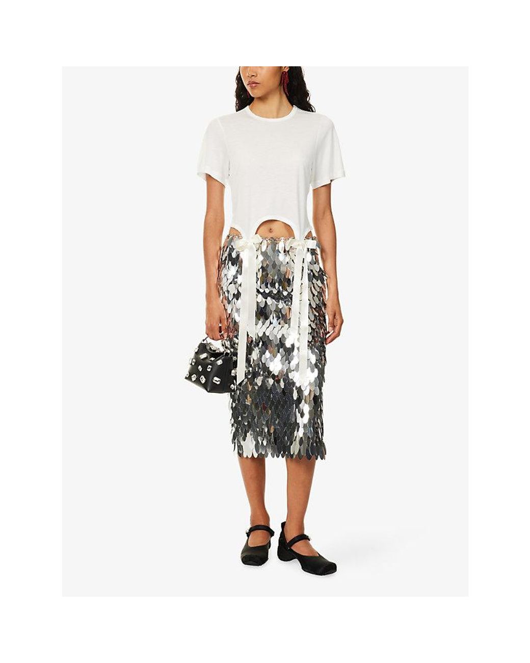 Simone Rocha White Bow-Tail Easy Woven T-Shirt