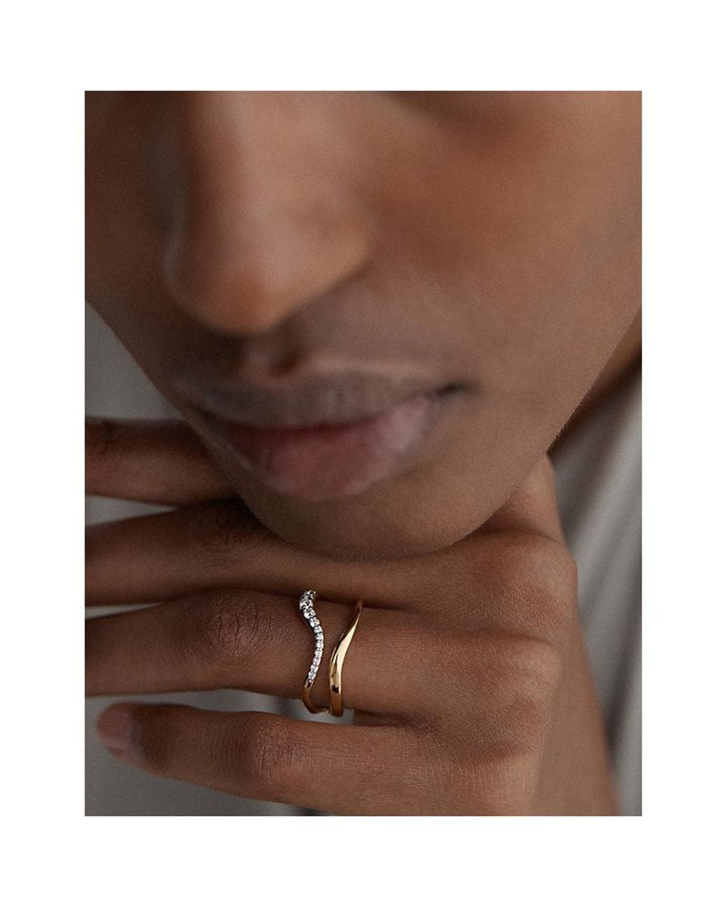 Monica Vinader Metallic Riva Pave Wrap 18Ct Vermeil And Lab Grown Diamond Ring