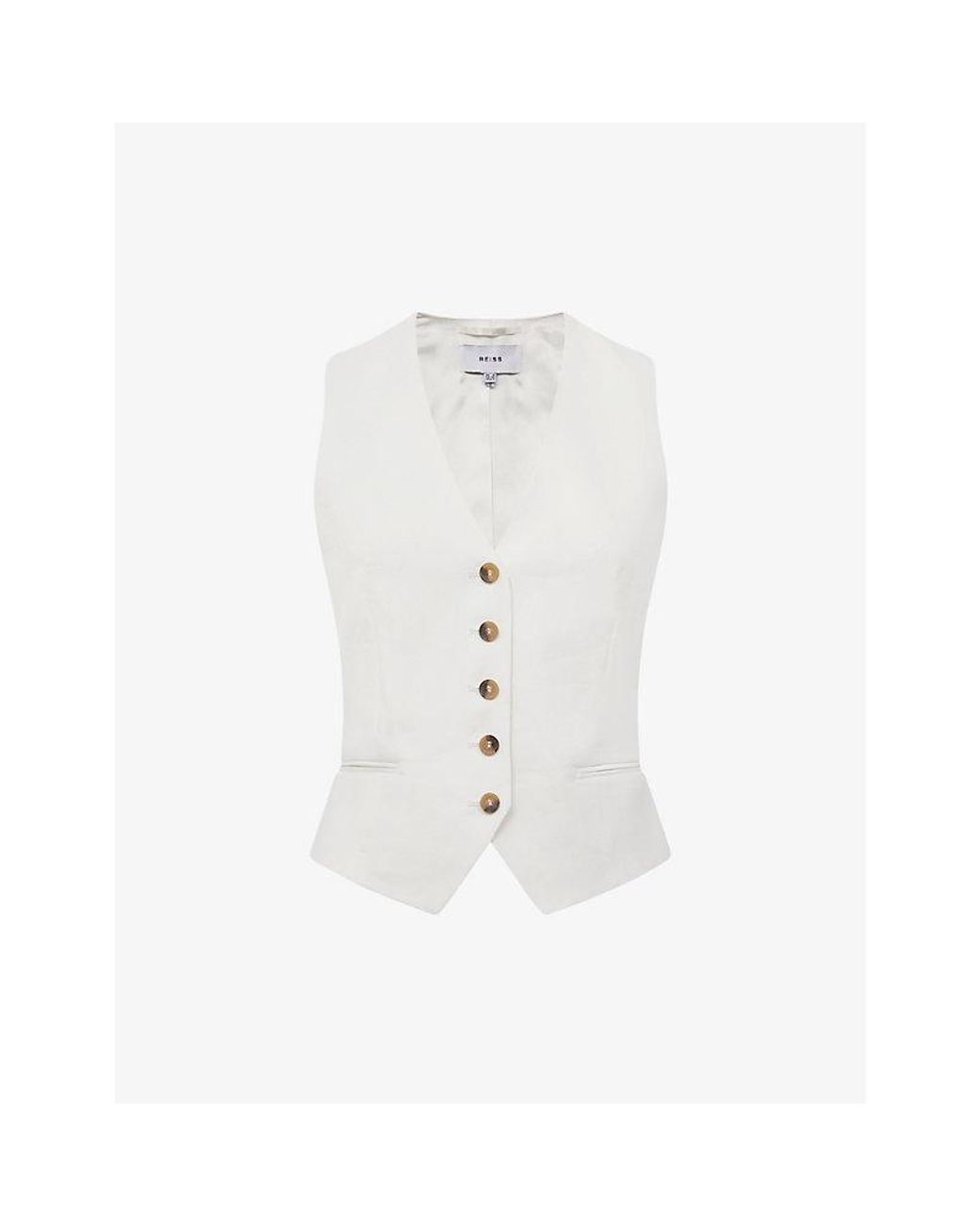 Reiss Hollie Doublebreasted Linen Waistcoat in White Lyst